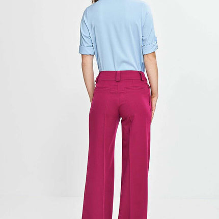 Pink Womens Trousers 211814 Wide Leg with Creases Detail - Très Elite