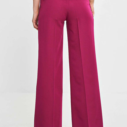 Pink Womens Trousers 211814 Wide Leg with Creases Detail - Très Elite