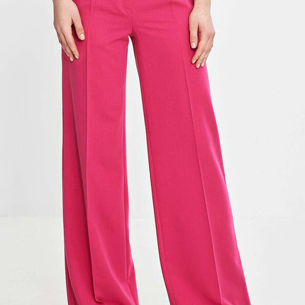 Pink Womens Trousers 211814 Wide Leg with Creases Detail - Très Elite