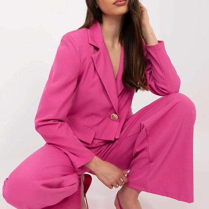 Pink Womens Two Piece Suit Set 212528 Blazer Trousers - Très Elite