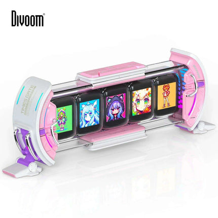 Pixel Paradise Divoom Times Gate Digital Clock for Gamers | Creative Display & Social Media Hub (Pink) - Très Elite
