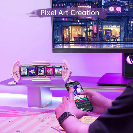 Pixel Paradise Divoom Times Gate Digital Clock for Gamers | Creative Display & Social Media Hub (Pink) - Très Elite
