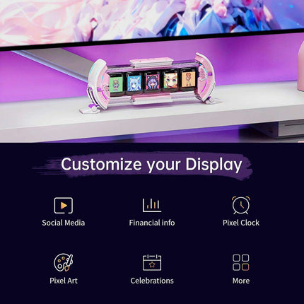 Pixel Paradise Divoom Times Gate Digital Clock for Gamers | Creative Display & Social Media Hub (Pink) - Très Elite