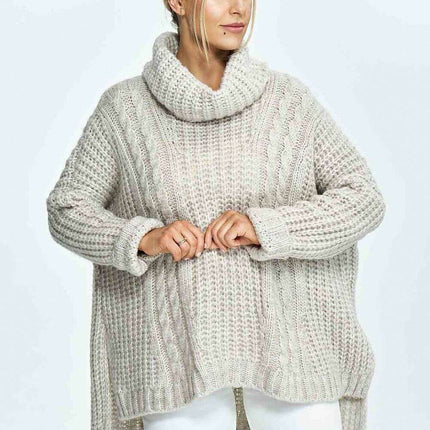 Plaid Knit Turtleneck Jumper for Cozy Winter Style - Très Elite