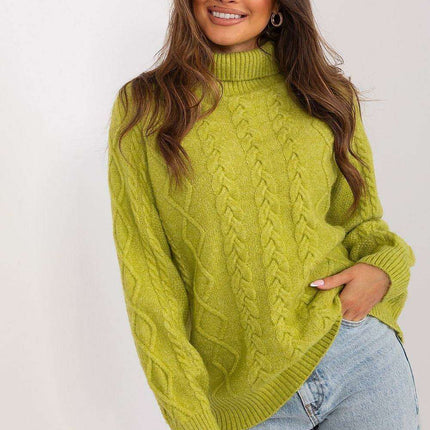 Plaid Patterned Turtleneck Sweater