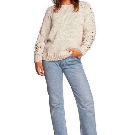 Plaid Shoulder Sweater with Knit Design - Très Elite