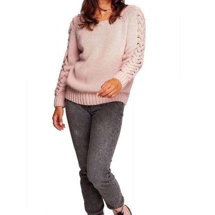 Plaid Shoulder Sweater with Knit Design - Très Elite