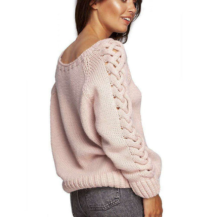 Plaid Shoulder Sweater with Knit Design - Très Elite