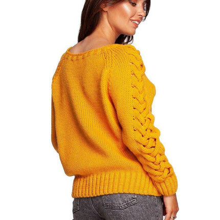 Plaid Shoulder Sweater with Knit Design - Très Elite