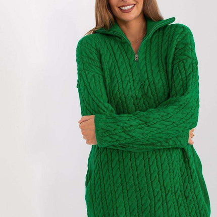 Plaid Zip-Up Turtleneck Sweater for Chic Style