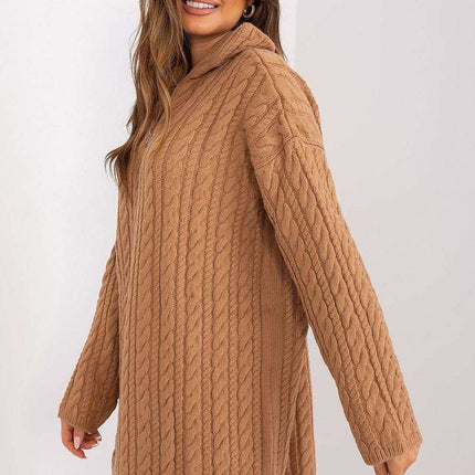 Plaid Zip-Up Turtleneck Sweater for Chic Style - Très Elite