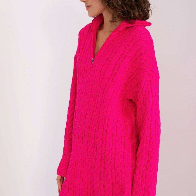 Plaid Zip-Up Turtleneck Sweater for Chic Style