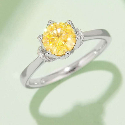 Platinum-Plated 1 Carat Moissanite Sterling Silver Ring - Elegant Fine Jewelry