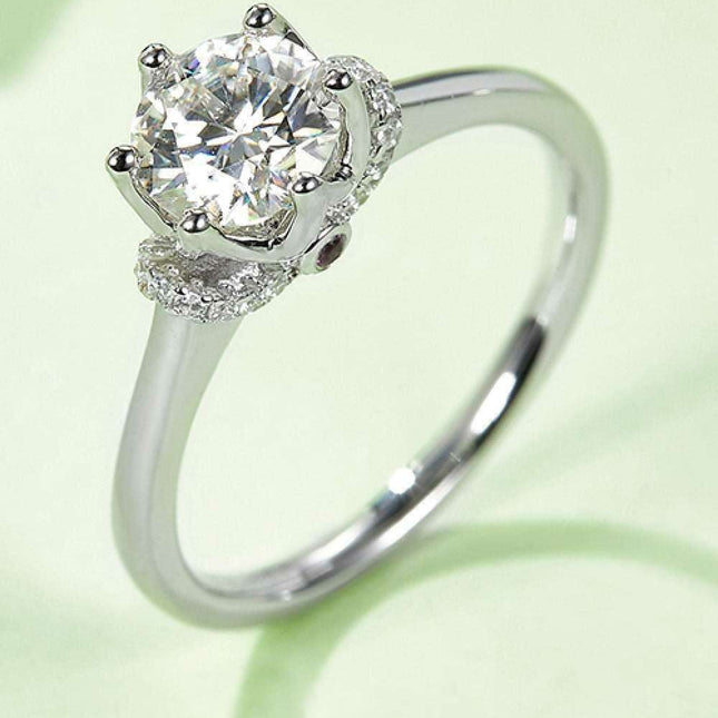 Platinum-Plated Sterling Silver Lab Diamond Ring Set with Lab-Grown Diamond Glow - Luxe Collection