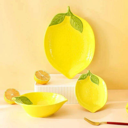 Playful Lemon-Shaped Ceramic Bowl for Salads, Soups, and Snacks - Fun Kitchen Dining Accessory - Très Elite