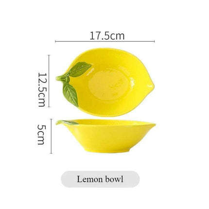 Playful Lemon-Shaped Ceramic Bowl for Salads, Soups, and Snacks - Fun Kitchen Dining Accessory - Très Elite