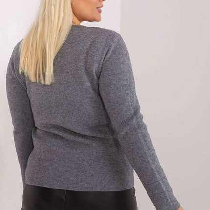 Playful Pom-Pom Plus Size Viscose Sweater for Effortless Elegance - Très Elite
