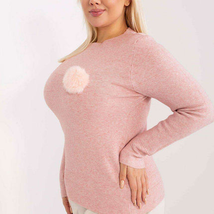 Playful Pom-Pom Plus Size Viscose Sweater for Effortless Elegance - Très Elite
