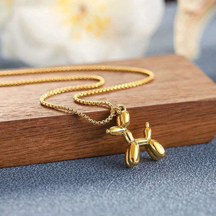 Playful Poodle Balloon Dog Pendant Necklace - Unique Clavicle Chain Jewelry Gift for Dog Enthusiasts - Très Elite