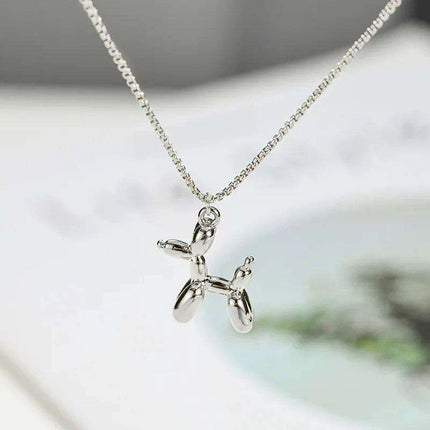 Playful Poodle Balloon Dog Pendant Necklace - Unique Clavicle Chain Jewelry Gift for Dog Enthusiasts - Très Elite