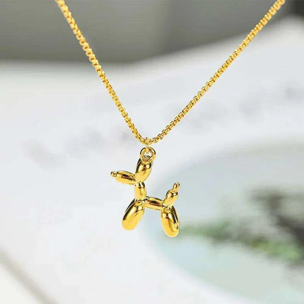 Playful Poodle Balloon Dog Pendant Necklace - Unique Clavicle Chain Jewelry Gift for Dog Enthusiasts - Très Elite