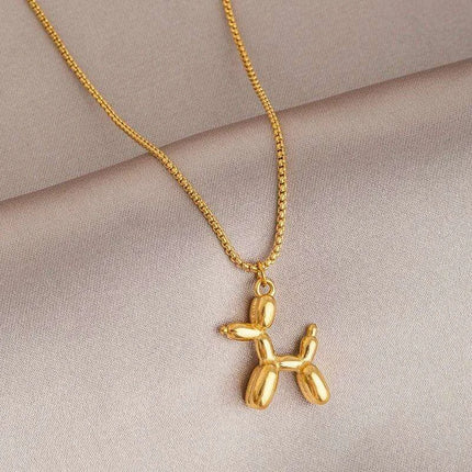Playful Poodle Balloon Dog Pendant Necklace - Unique Clavicle Chain Jewelry Gift for Dog Enthusiasts - Très Elite