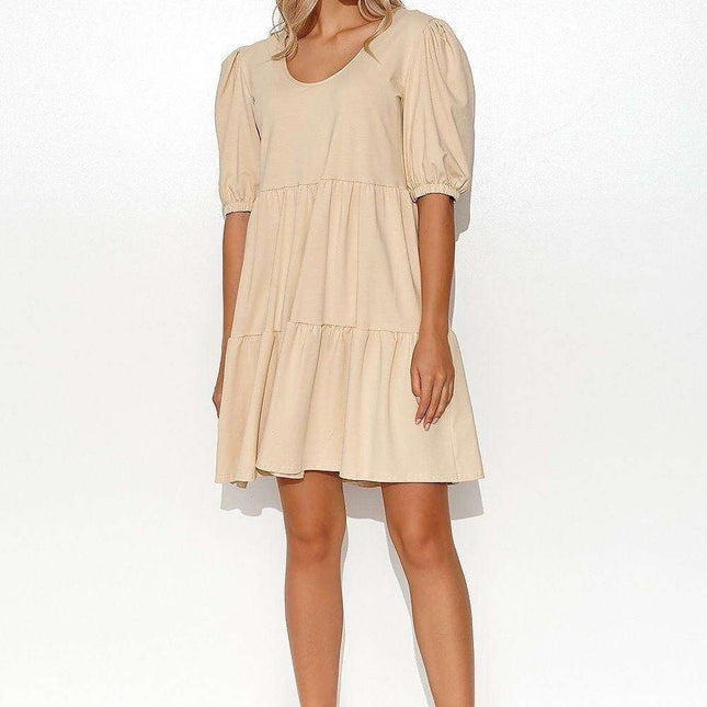 Playful Puff Sleeve Knit Dress for Effortless Elegance