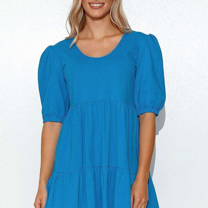 Playful Puff Sleeve Knit Dress for Effortless Elegance