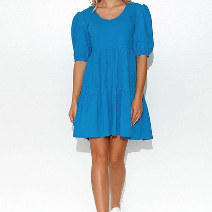 Playful Puff Sleeve Knit Dress for Effortless Elegance - Très Elite