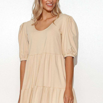 Playful Puff Sleeve Knit Dress for Effortless Elegance