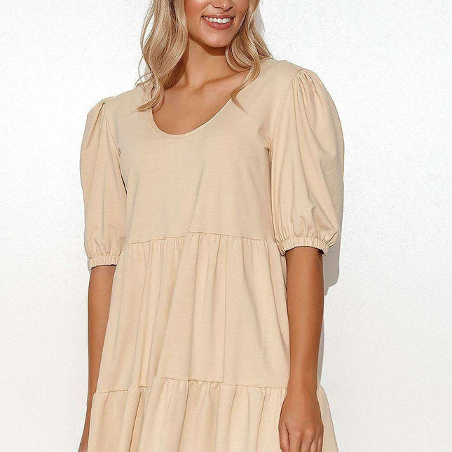 Playful Puff Sleeve Knit Dress for Effortless Elegance