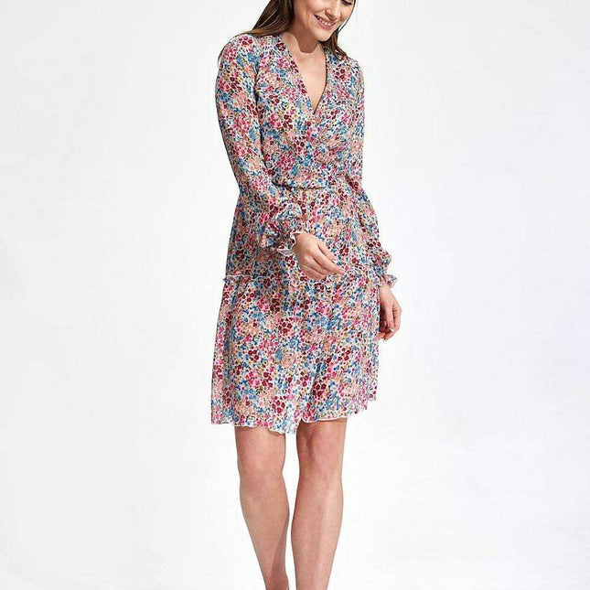 Playful Ruffled Summer Mini Dress with Long Sleeves