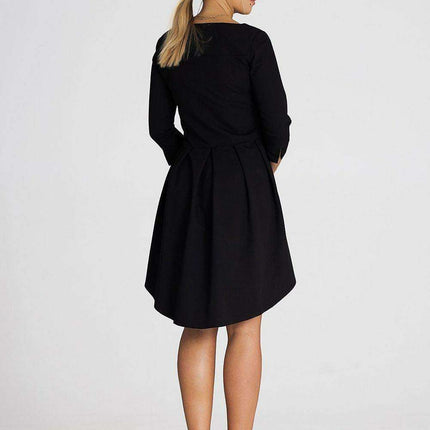 Pleated Back Asymmetrical Cocktail Dress – Modern Sophistication - Très Elite