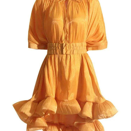 Pleated Lace-Up Evening Dress for Women - Très Elite