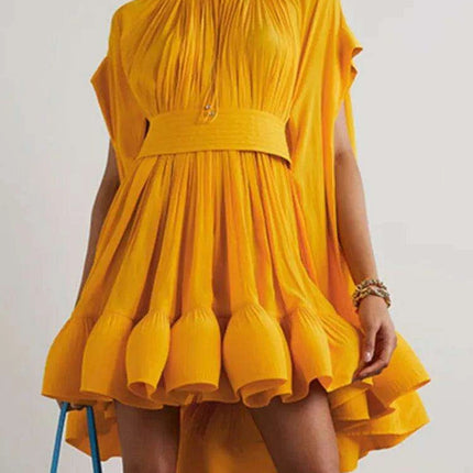 Pleated Lace-Up Evening Dress for Women - Très Elite