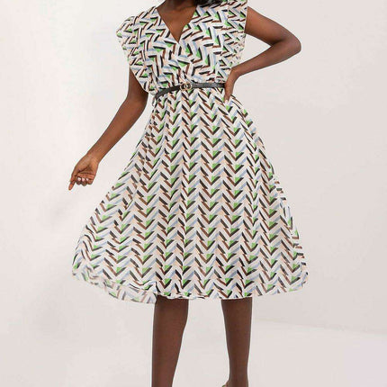 Pleated Summer Dress Sweetheart Neckline And Ruffle Sleeves - Très Elite