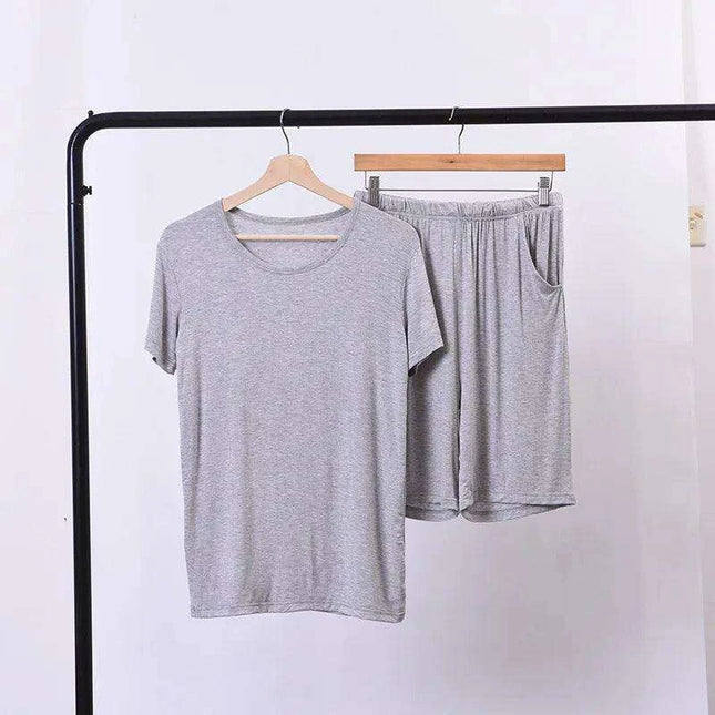 Plus Size 8XL Men's Summer Pajama Set - Soft Modal Sleepwear with Breathable Short Sleeve Top and Pants