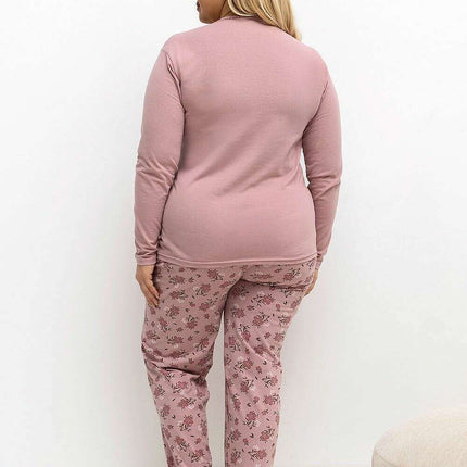 Plus Size Cotton Pajama Set – Floral Print Two-Piece with Pocket - Très Elite