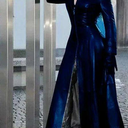 Plus Size Edgy Cyberpunk Women's Leather Biker Jacket - Stylish Long Lapel Coat in Solid Hues