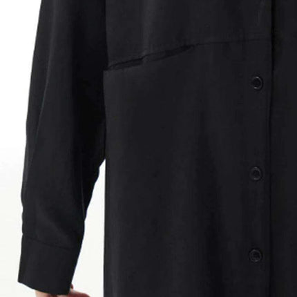 Plus Size Women's Green Midi Shirt Dress with Pockets - Très Elite