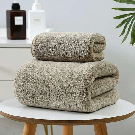 Plush Bamboo Charcoal Coral Velvet Bath Towels - Ultra-Soft, Quick-Drying Microfiber Sets for Adult Relaxation and Home Use..