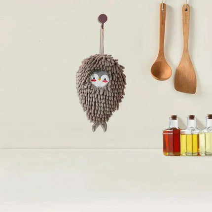 Plush Chenille Animal Hand Towels with Loop - Soft Microfiber for Quick-Drying..