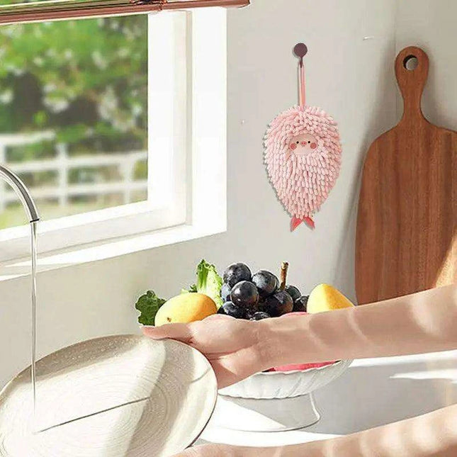 Plush Chenille Animal Hand Towels with Loop - Soft Microfiber for Quick-Drying