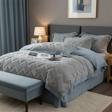 Cozy Coral Velvet Faux Fur Duvet Cover Set - Ultra Plush Shaggy Bedding for Winter Warmth