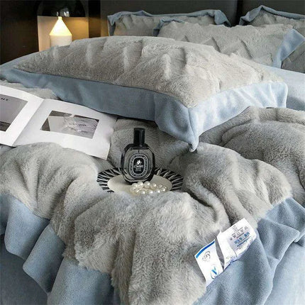 Plush Coral Velvet Winter Bedding Set with Cozy Duvet and Comforter - Très Elite