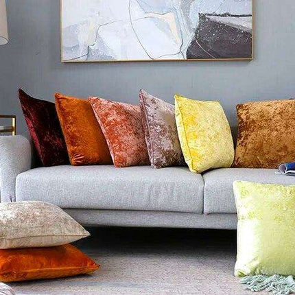 Plush Golden Velvet Pillow Cover Set - Perfect for Home, Vehicle, and Office Elegance