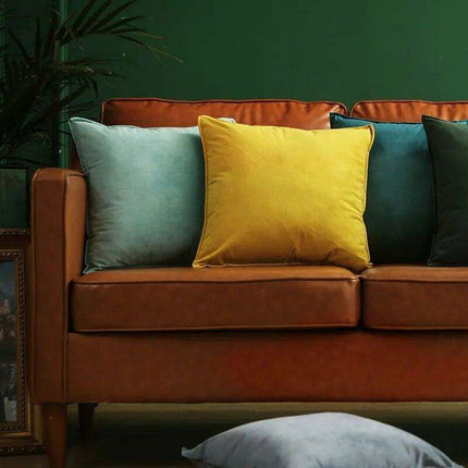 Plush Golden Velvet Pillow Cover Set - Perfect for Home, Vehicle, and Office Elegance