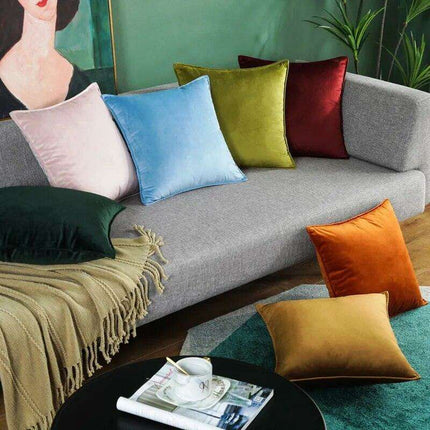 Plush Golden Velvet Pillow Cover Set - Perfect for Home, Vehicle, and Office Elegance