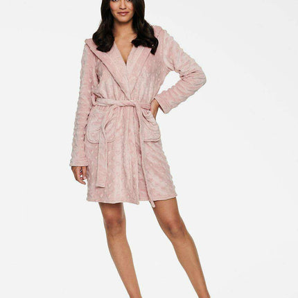 Plush Heart-Patterned Robe with Convenient Pockets - Très Elite