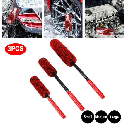 Plush Nylon Wheel Care Brush Trio: 3-Piece Set for Effortless Cleaning - Très Elite